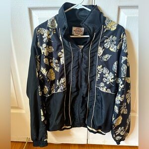 Floral black and cream Varsity style Jacket